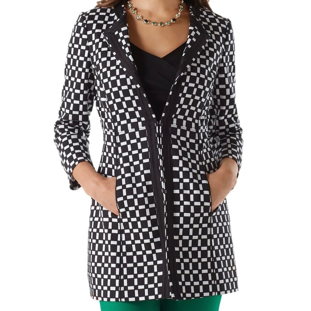 WHBM Geo Print Jacquard Trench
